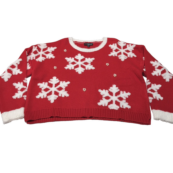 33 Degrees Ugly Christmas Sweater Womens Size XXL Red White Snowflakes NEW NWT - Picture 4 of 15